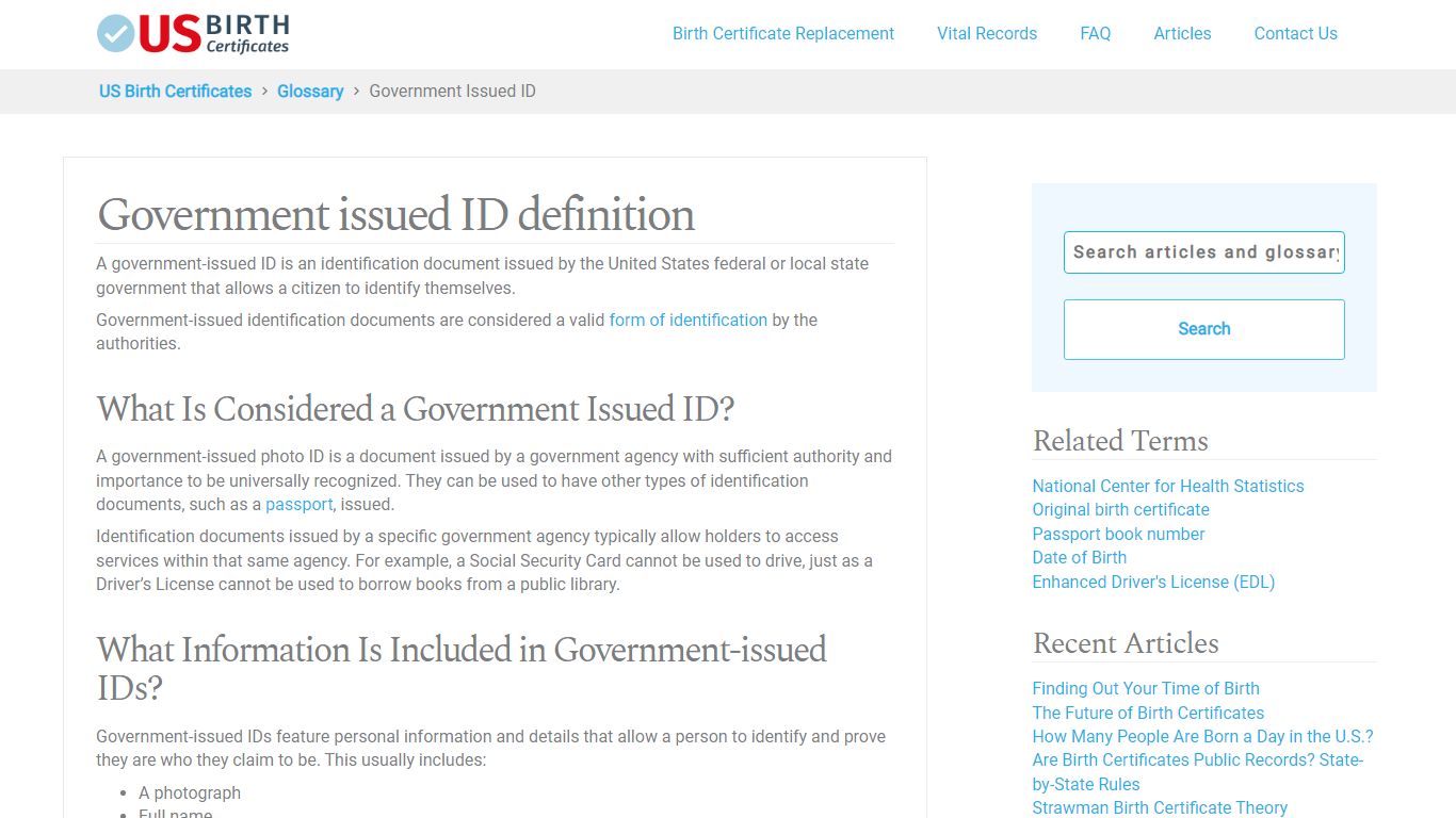 What is a Government Issued ID? - US Birth Certificates